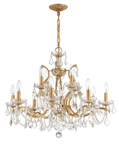 Antique Hardware Filmore 12 Light Swarovski Strass Crystal Antique Gold Chandelier Chandelier