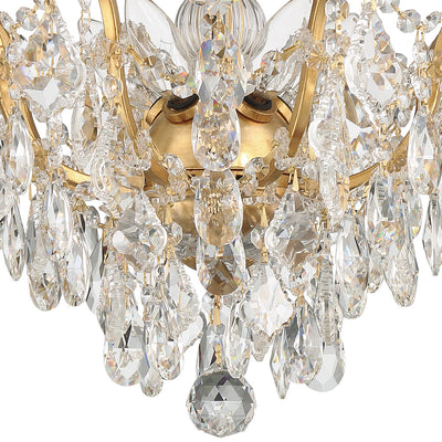 Antique Hardware Filmore 5 Light Hand Cut Crystal Antique Gold Flush Mount Semi Flush