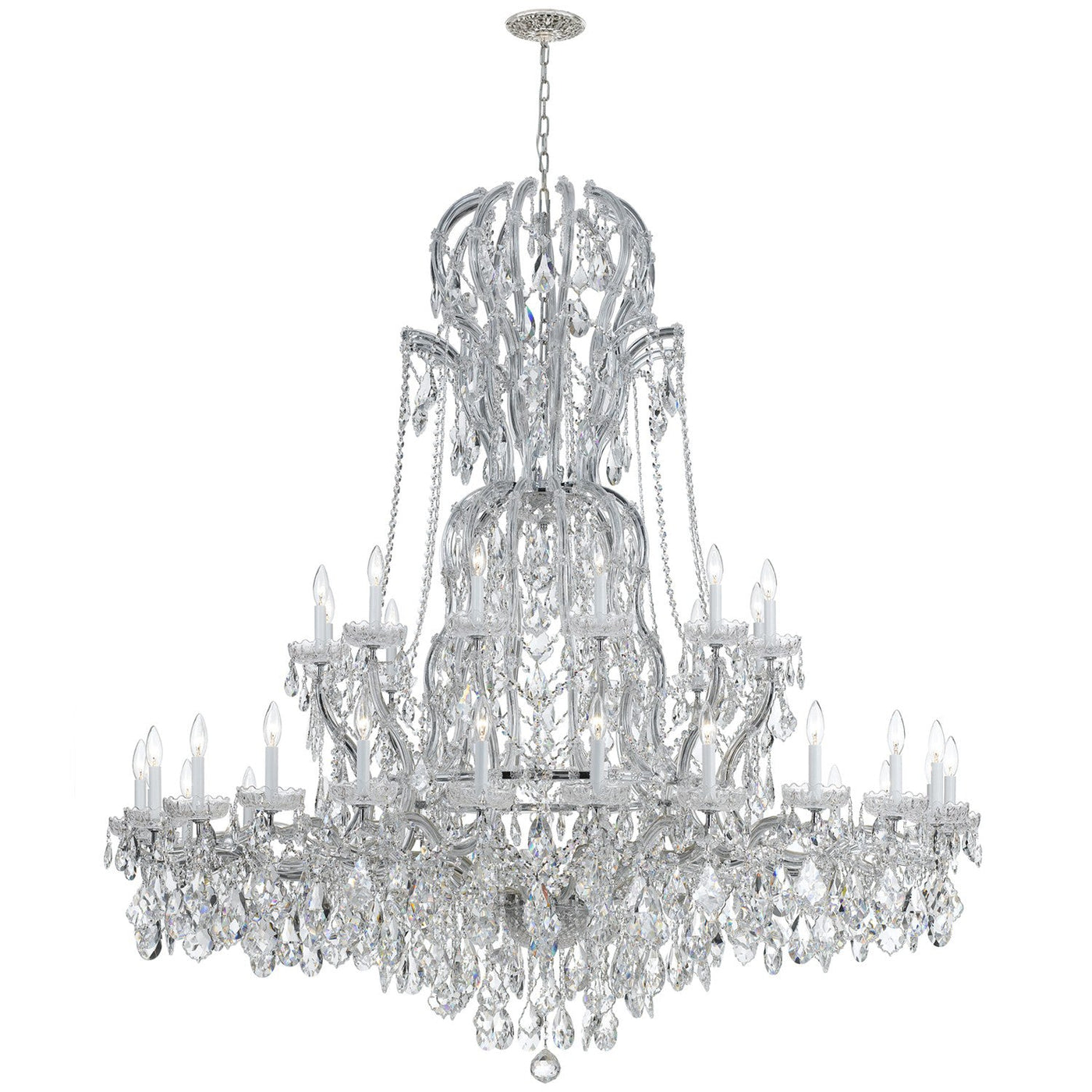 ##Antique Hardware## Maria Theresa 37 Light Spectra Crystal Polished Chrome Chandelier