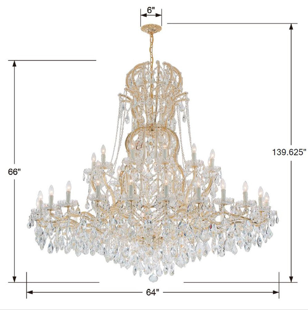 ##Antique Hardware## Maria Theresa 37 Light Spectra Crystal Gold Chandelier