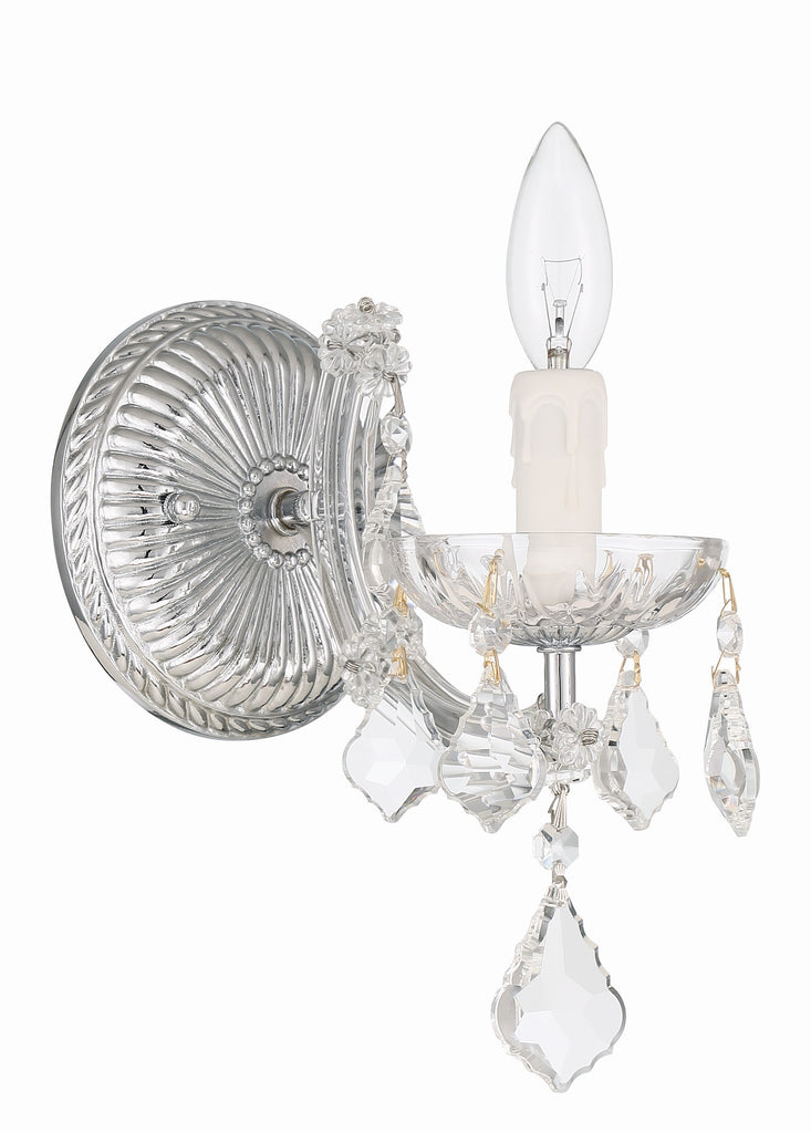 ##Antique Hardware## Maria Theresa 1 Light Hand Cut Crystal Polished Chrome Sconce