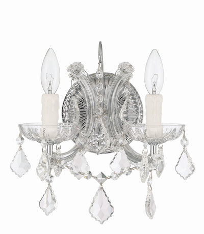 ##Antique Hardware## Maria Theresa 2 Light Hand Cut Crystal Polished Chrome Sconce