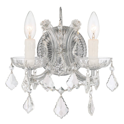 ##Antique Hardware## Maria Theresa 2 Light Swarovski Strass Crystal Polished Chrome Sconce