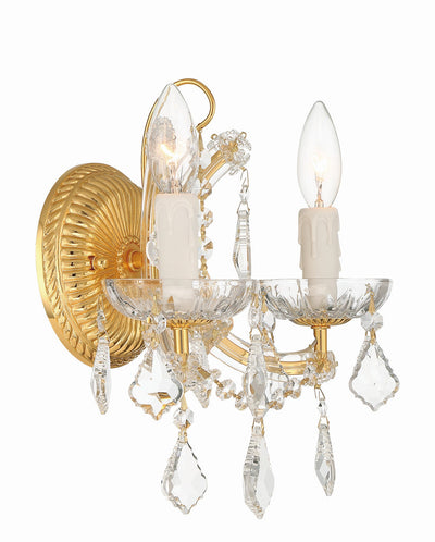 ##Antique Hardware## Maria Theresa 2 Light Hand Cut Crystal Gold Sconce