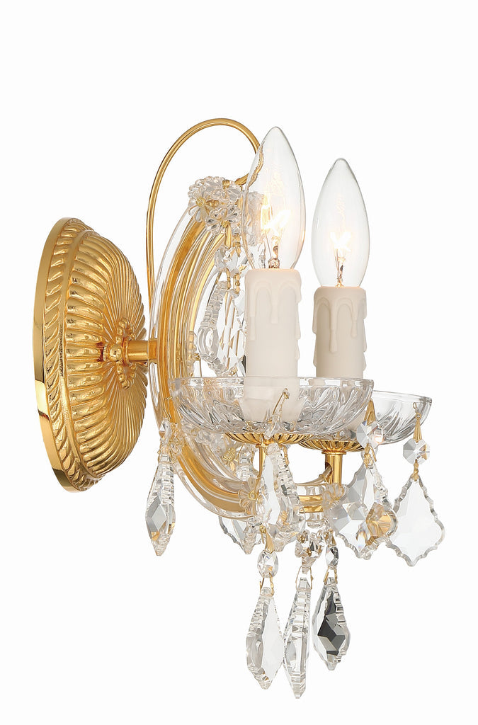 ##Antique Hardware## Maria Theresa 2 Light Hand Cut Crystal Gold Sconce