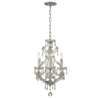 ##Antique Hardware## Maria Theresa 4 Light Hand Cut Crystal Polished Chrome Mini Chandelier