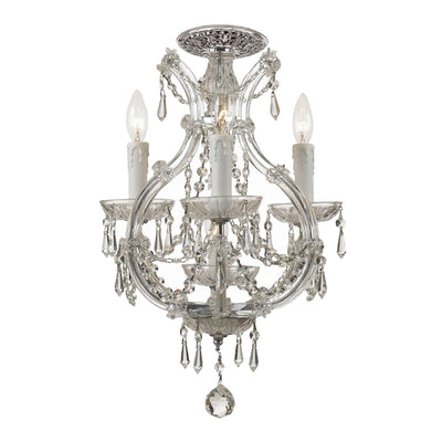 ##Antique Hardware## Maria Theresa 4 Light Hand Cut Crystal Polished Chrome Semi Flush Mount