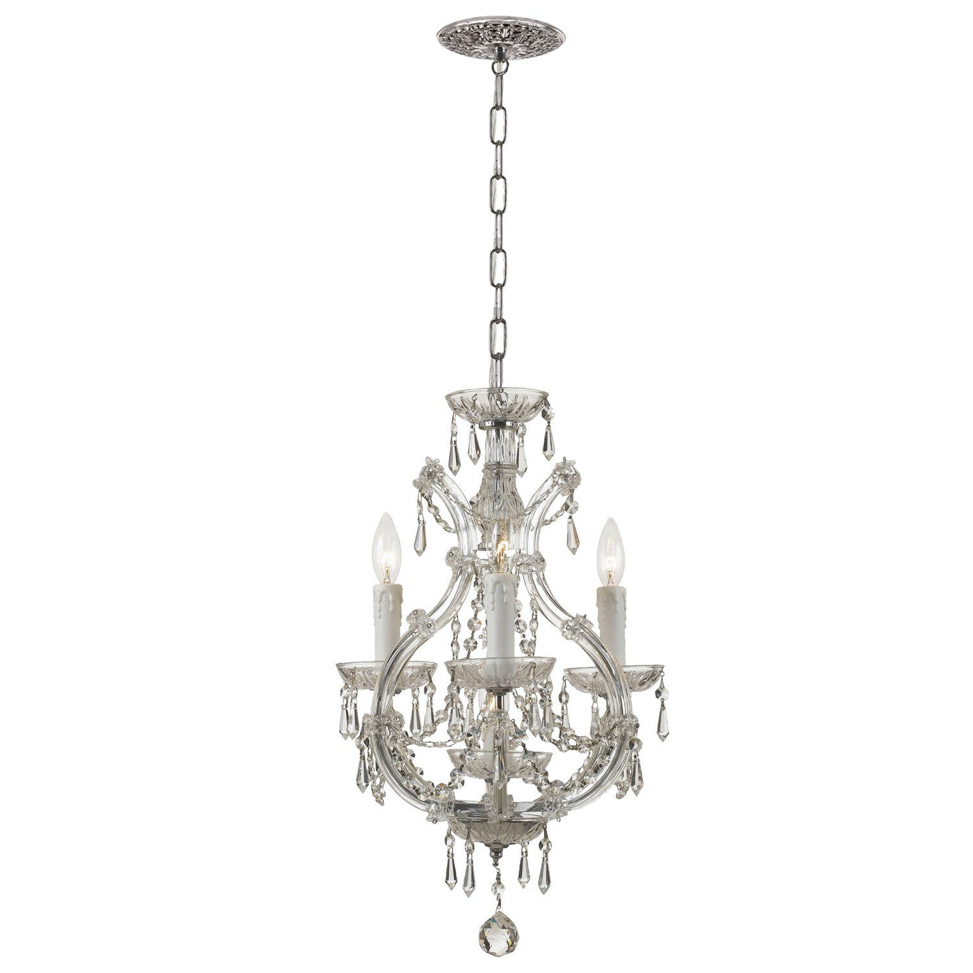 ##Antique Hardware## Maria Theresa 4 Light Spectra Crystal Polished Chrome Mini Chandelier