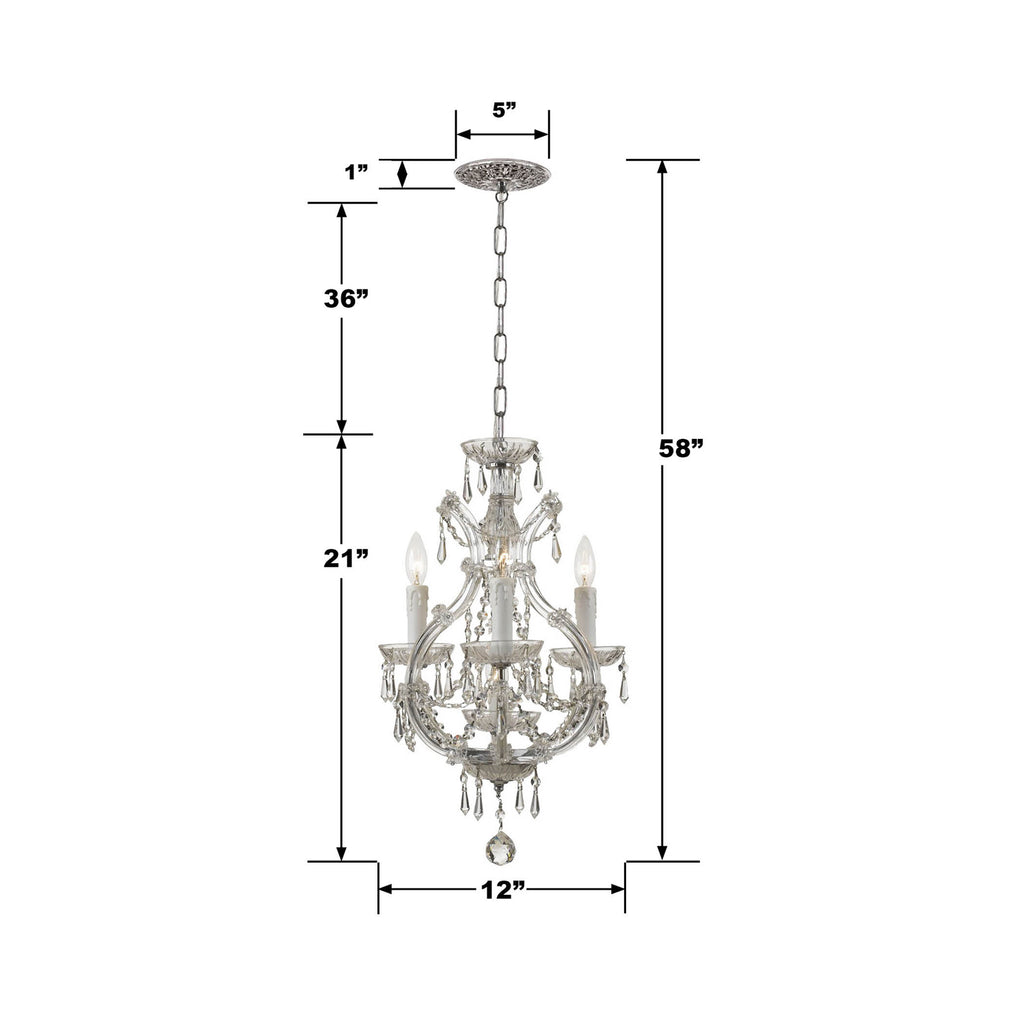 ##Antique Hardware## Maria Theresa 4 Light Swarovski Strass Crystal Polished Chrome Mini Chandelier