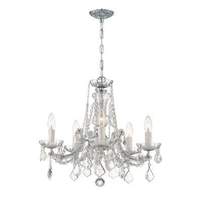 ##Antique Hardware## Maria Theresa 5 Light Spectra Crystal Polished Chrome Chandelier