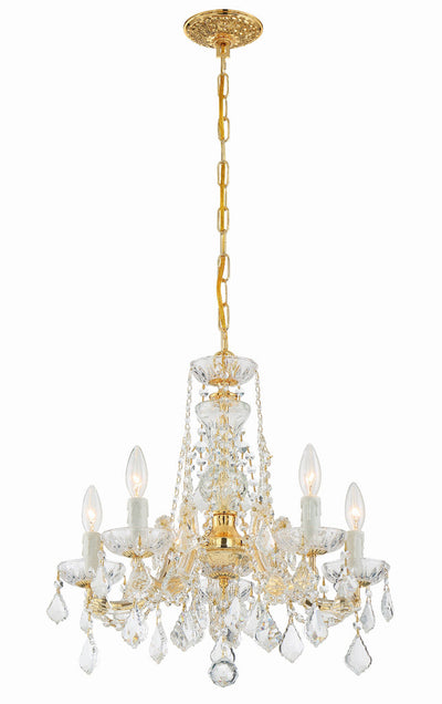 ##Antique Hardware## Maria Theresa 5 Light Hand Cut Crystal Gold Chandelier