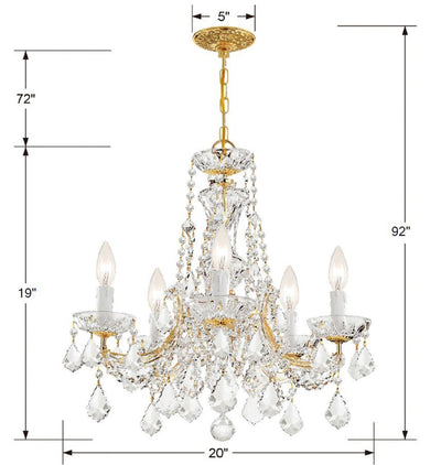 ##Antique Hardware## Maria Theresa 5 Light Swarovski Strass Crystal Gold Chandelier