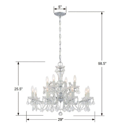 ##Antique Hardware## Maria Theresa 12 Light Spectra Crystal Polished Chrome Chandelier