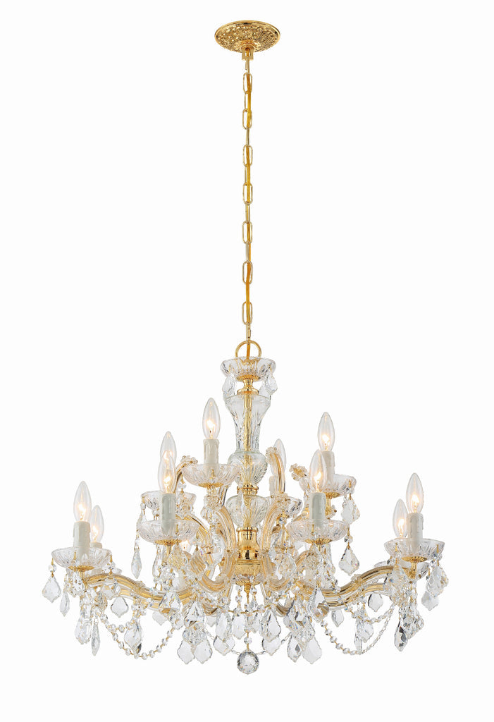 ##Antique Hardware## Maria Theresa 12 Light Hand Cut Crystal Gold Chandelier