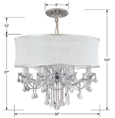 Antique Hardware Brentwood 12 Light Spectra Crystal Drum Shade Polished Chrome Chandelier Chandelier