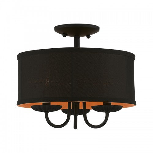 Antique Hardware 3 Light Black Semi-Flush Mount Semi Flush