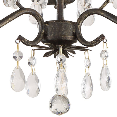 ##Antique Hardware## Paris Market 3 Light Hand Cut Crystal English Bronze Mini Chandelier