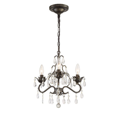 ##Antique Hardware## Paris Market 3 Light Spectra Crystal English Bronze Mini Chandelier