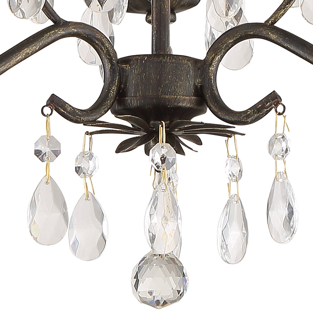 ##Antique Hardware## Paris Market 3 Light Spectra Crystal English Bronze Mini Chandelier