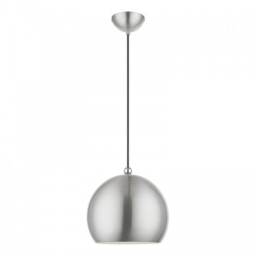 Antique Hardware 1 Light Brushed Nickel with Polished Chrome Accents Globe Pendant Pendant