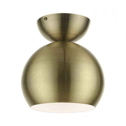 Antique Hardware 1 Light Antique Brass Globe Semi-Flush Semi Flush