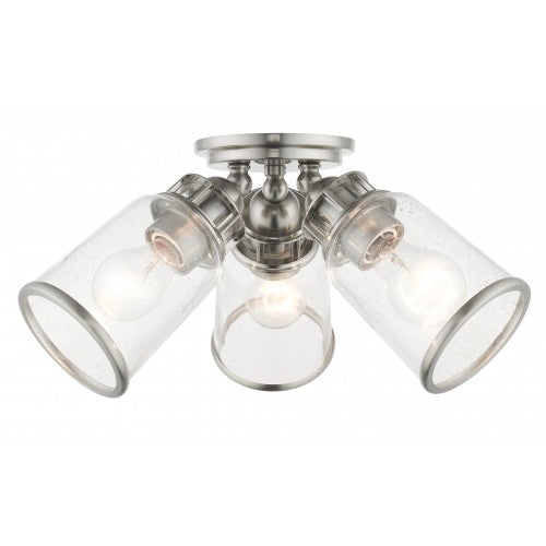 Antique Hardware 3 Light Brushed Nickel Flush Mount Semi Flush