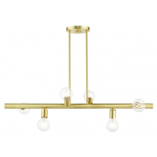 Antique Hardware 6 Light Satin Brass Linear Chandelier Linear