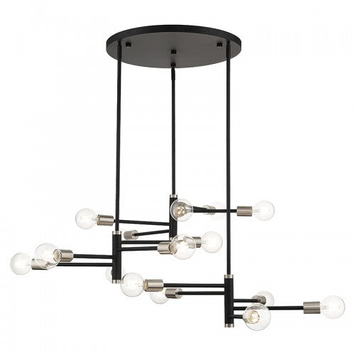 Antique Hardware 15 Light Black Extra Large Chandelier with Brushed Nickel Accents Chandelier