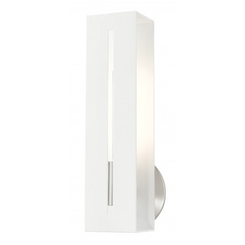 Antique Hardware 1 Light Textured White with Brushed Nickel Finish Accents ADA Single Sconce Wall Sconce