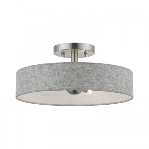 Antique Hardware 4 Light Brushed Nickel with Shiny White Accents Semi-Flush Semi Flush