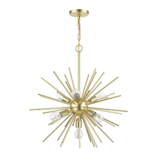 Antique Hardware 7 Light Soft Gold with Polished Brass Accents Pendant Chandelier Chandelier