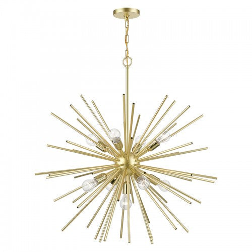 Antique Hardware 9 Light Soft Gold with Polished Brass Accents Foyer Pendant Chandelier Chandelier