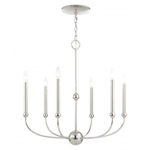 Antique Hardware 6 Light Polished Nickel Chandelier Chandelier