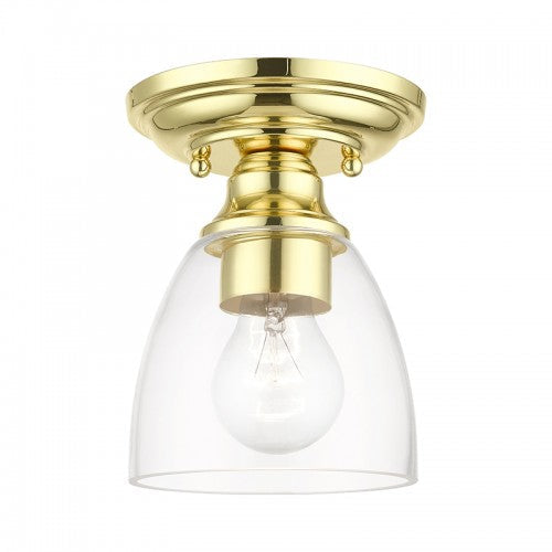 Antique Hardware 1 Light Polished Brass Petite Semi-Flush Semi Flush