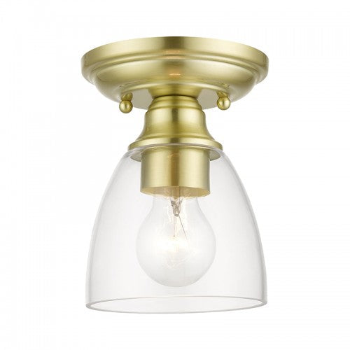 Antique Hardware 1 Light Satin Brass Petite Semi-Flush Semi Flush