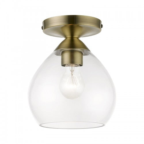 Antique Hardware 1 Light Antique Brass Semi-Flush Semi Flush