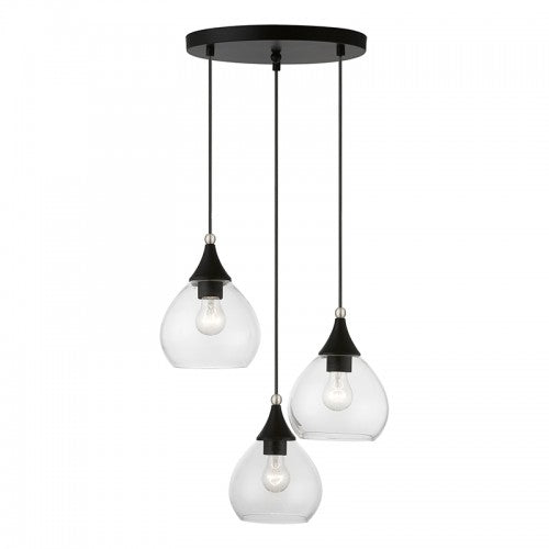 Antique Hardware 3 Light Black with Brushed Nickel Accents Multi Pendant Pendant