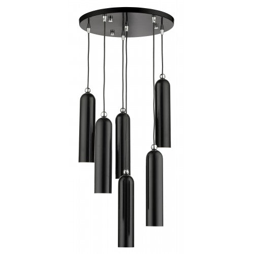 Antique Hardware 6 Light Shiny Black Pendant Pendant