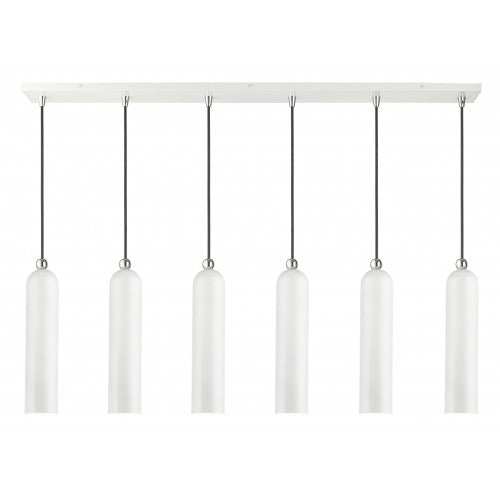 Antique Hardware 6 Light Shiny White Linear Pendant Pendant