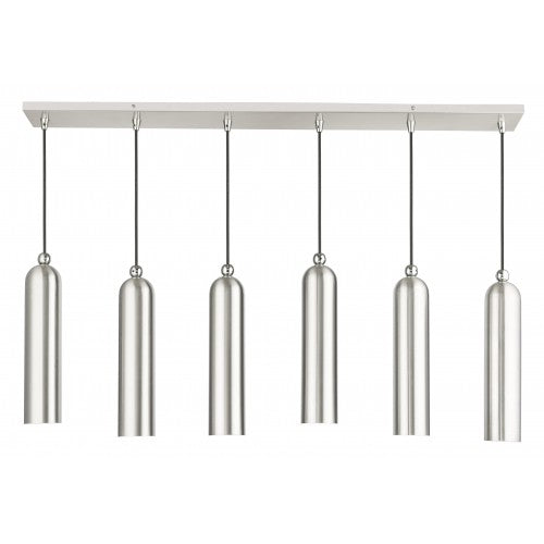 Antique Hardware 6 Light Brushed Nickel Linear Pendant Pendant