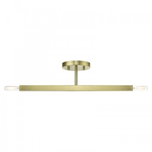 Antique Hardware 2 Light Antique Brass Semi-Flush Semi Flush