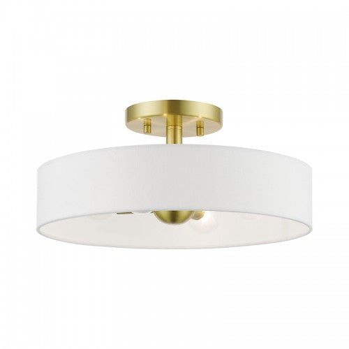 Antique Hardware 4 Light Satin Brass with Shiny White Accents Semi-Flush Semi Flush