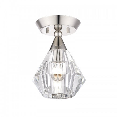 Antique Hardware 1 Light Polished Nickel Crystal Semi-Flush Semi Flush