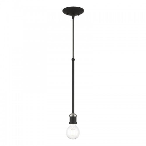 Antique Hardware 1 Light Black with Brushed Nickel Accents Single Pendant Pendant