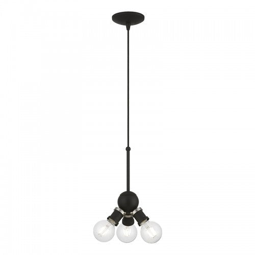 Antique Hardware 3 Light Black with Brushed Nickel Accents Pendant Pendant