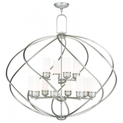 Antique Hardware 8 Light + 4 Light Brushed Nickel Foyer Chandelier Chandelier