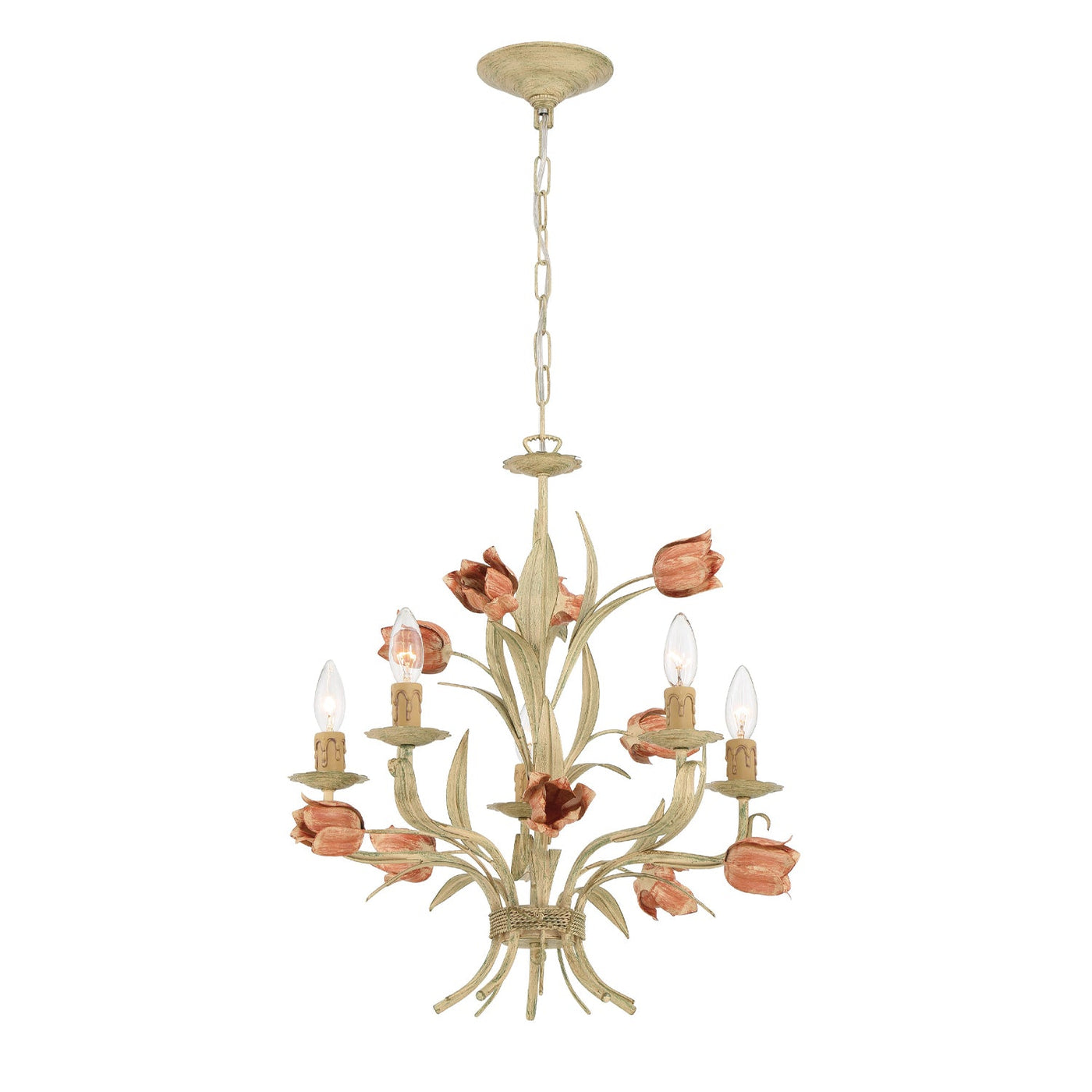 ##Antique Hardware## Southport 5 Light Sage Rose Chandelier