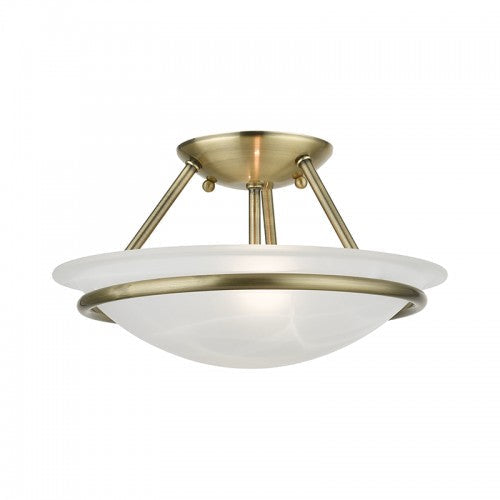 Antique Hardware 2 Light Antique Brass Semi-Flush Semi Flush