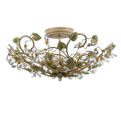 ##Antique Hardware## Josie 5 Light Champagne Green Tea Semi Flush Mount