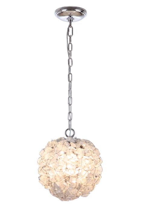 ##Antique Hardware## Roxx 1 Light Medium Pendant in Chrome w/Quartz Crystals